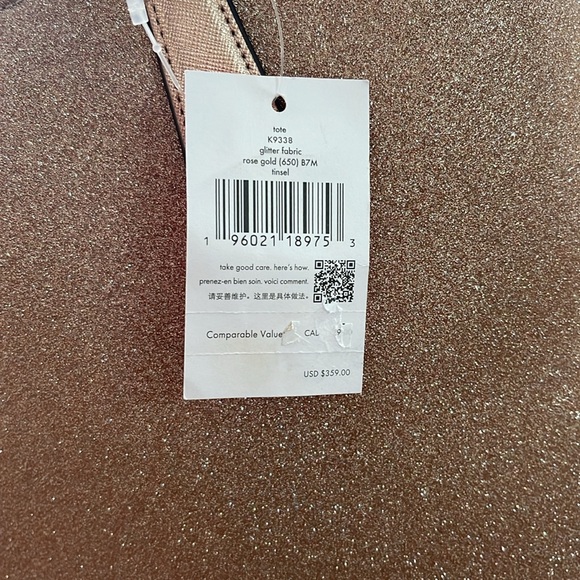 Kate spade glitter tote. Rose gold tinsel. NWT.  MRSP $359 - Picture 7 of 11